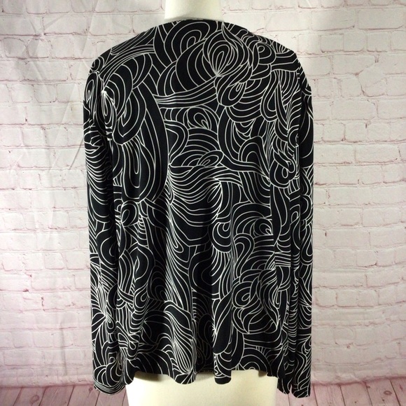 Dressbarn Black and White Long Sleeve Open Front Cardigan - Size 18W - Picture 3 of 7